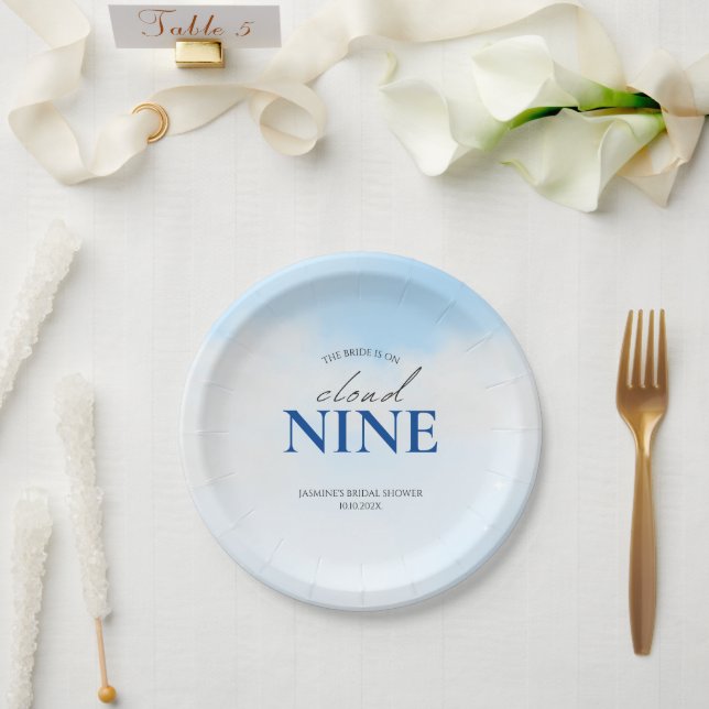 She's On cloud 9 Bridal Shower Dreamy Pastel Sky P Paper Plate (Wedding)
