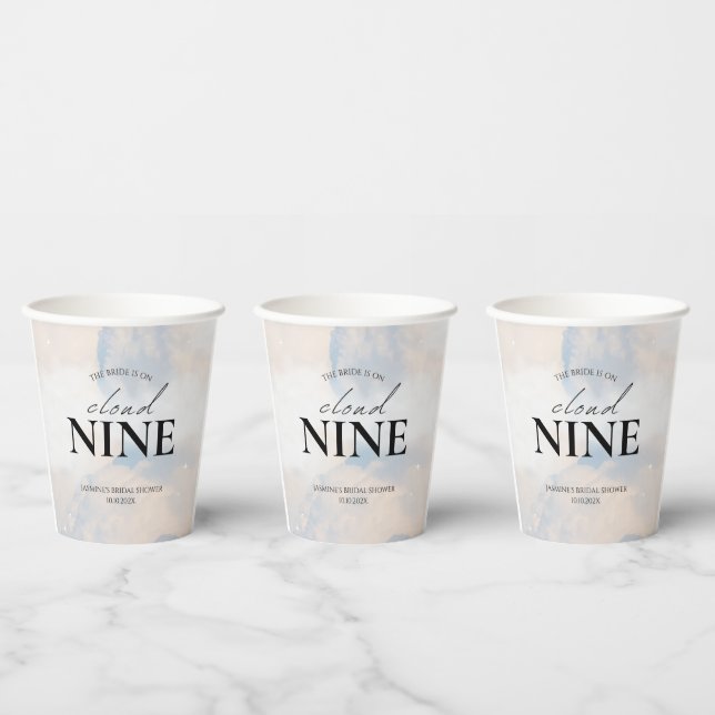 She's On cloud 9 Bridal Shower Dreamy Pastel Sky Paper Cups (Multi)
