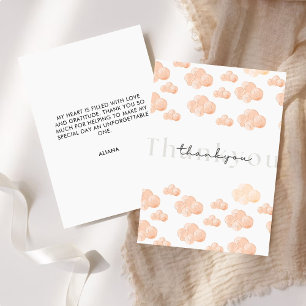 She's on cloud 9 Bridal Shower Minimal Clouds Thank You Card