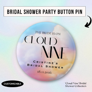 She's on cloud 9 Colourful Pastel Bridal Shower  1 Inch Round Button