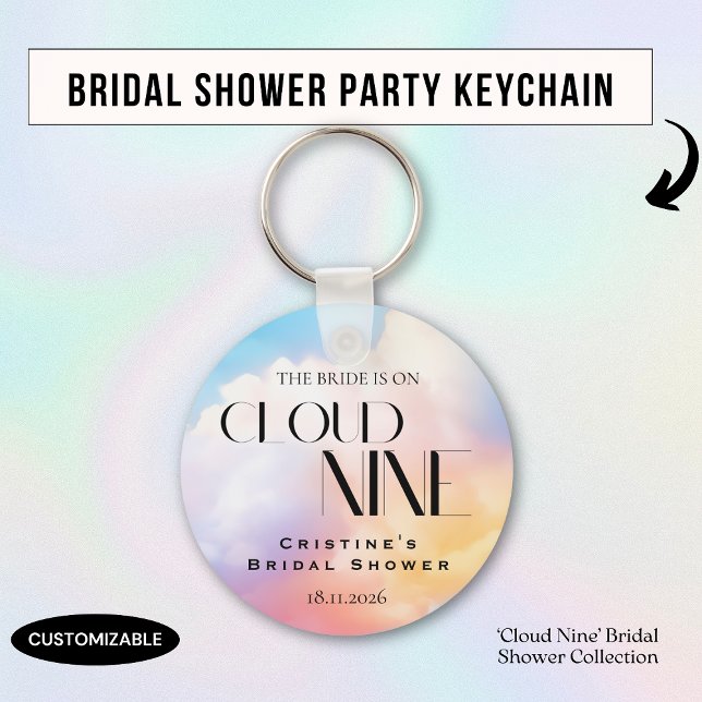 She's on cloud 9 Colourful Pastel Bridal Shower  Keychain (Creator Uploaded)