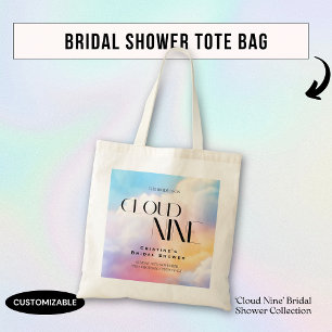 She's on cloud 9 Colourful Pastel Bridal Shower  Tote Bag