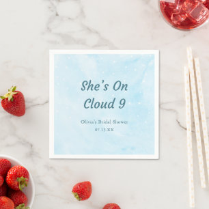 She's On Cloud 9 Dreamy Sky Blue Bridal Shower  Napkin