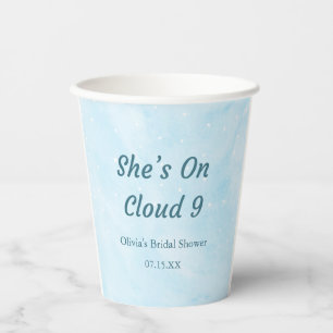 She's On Cloud 9 Dreamy Sky Blue Bridal Shower  Paper Cups