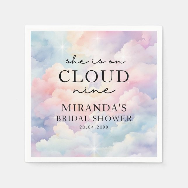 She's on Cloud 9 Dreamy Stars Bridal Shower Napkin (Front)