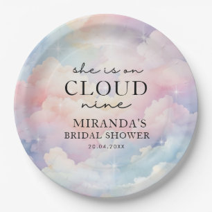 She's on Cloud 9 Dreamy Stars Bridal Shower Paper Plate