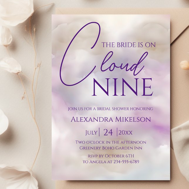 She's on cloud 9  Elegant Bridal Shower Invitation (Creator Uploaded)