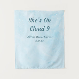 She's On Cloud 9 Sky Blue Bridal Shower Backdrop  Tapestry