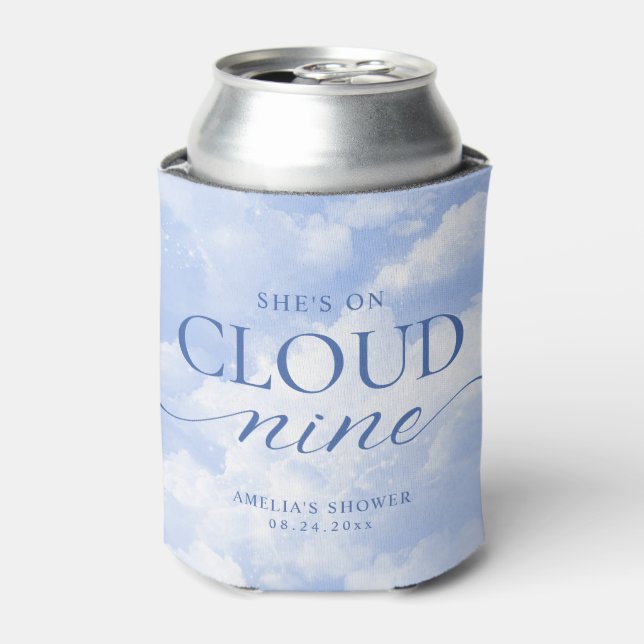 She's On Cloud Nine Blue  Bridal Shower Can Cooler (Can Front)