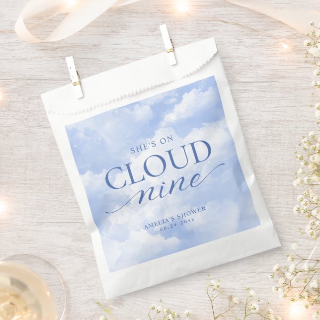 She's On Cloud Nine Blue  Bridal Shower Favour Bag (Clipped)