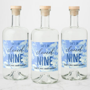 She's On Cloud Nine! Bridal Shower/Bachelorette Liquor Bottle Label