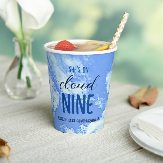 She's On Cloud Nine! Bridal Shower/Bachelorette Paper Cups (Insitu)