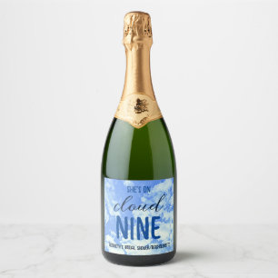 She's On Cloud Nine! Bridal Shower/Bachelorette Sparkling Wine Label