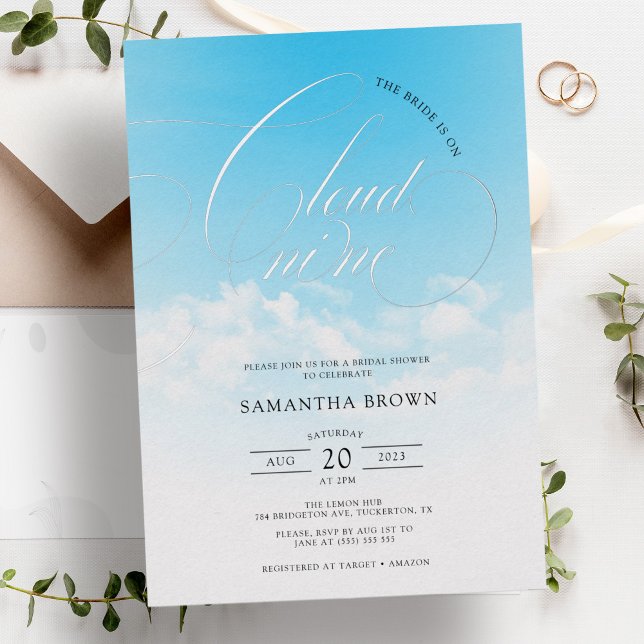 She's on Cloud Nine Bridal Shower Foil Invitation (Creator Uploaded)