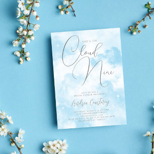 She's on Cloud Nine Dreamy Blue Bridal Shower Invitation