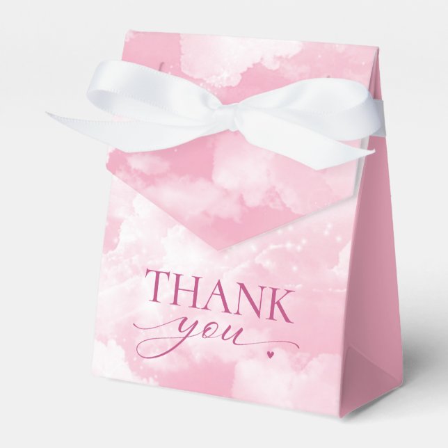 She's On Cloud Nine Pink Bridal Shower Favor Box (Front Side)