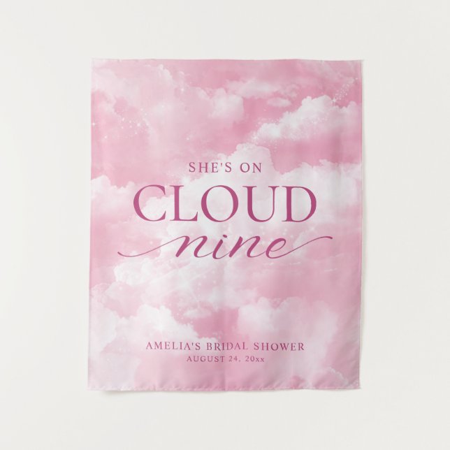 She's On Cloud Nine Pink Bridal Shower Tapestry (Front)