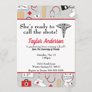 She's Ready To Call The Shots Nursing School Invitation