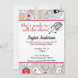 She's Ready To Call The Shots Nursing School Invitation