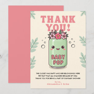 She's Ready to Pop Baby Shower Boho Kawaii Thank You Card