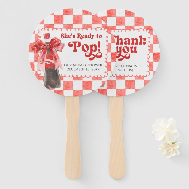 She's Ready to Pop Baby Shower Hand Fan (Front and Back)