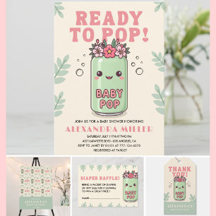 She's Ready to Pop Baby Shower Invite Boho Kawaii