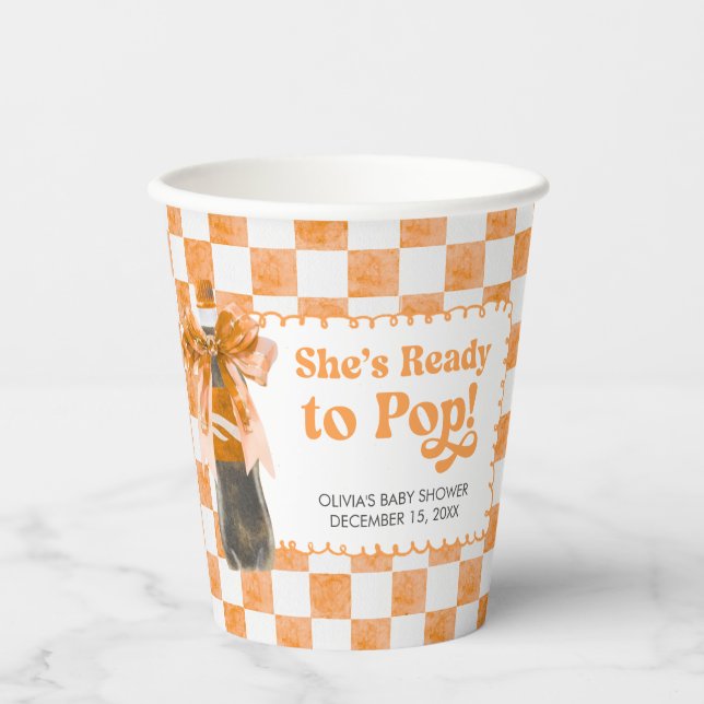 She's Ready to Pop Baby Shower Paper Cups (Front)