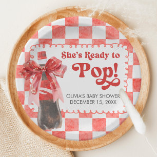 She's Ready to Pop Baby Shower Paper Plate
