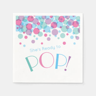 She's Ready to Pop Baby Shower Polka Dots Napkin