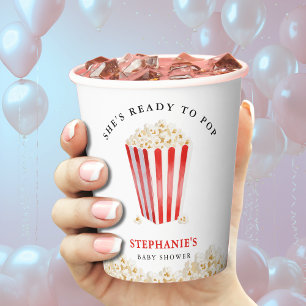 She's Ready To Pop Baby Shower Popcorn Paper Cups