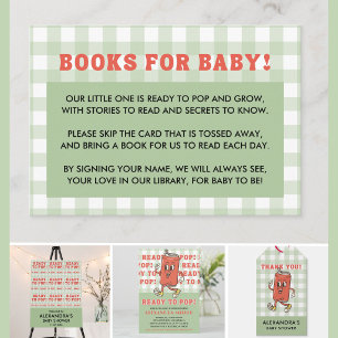 Shes Ready to Pop Baby Shower Retro Green Gingham Enclosure Card