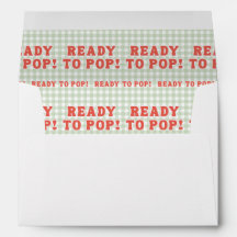 Shes Ready to Pop Baby Shower Retro Green Gingham