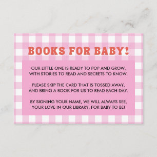 She's Ready to Pop Baby Shower Retro Pink Gingham Enclosure Card