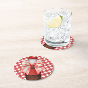 She's Ready to Pop Baby Shower Round Paper Coaster