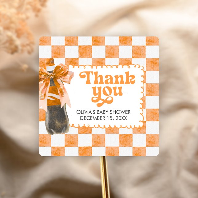 She's Ready to Pop Baby Shower Square Sticker (Cola Baby Shower Sticker)