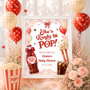 She's Ready to Pop Baby Shower Welcome Poster