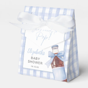 She's Ready To Pop Blue Bow Baby Shower Favor Box