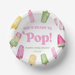 She's Ready To Pop Blue Popsicle Baby Shower Paper Plate