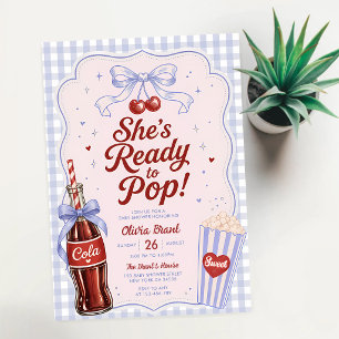 She's Ready to Pop Blue Soda Baby Shower Invitation