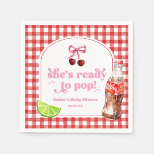 She's Ready To Pop! Cherry Soda Pop Baby Shower Napkin