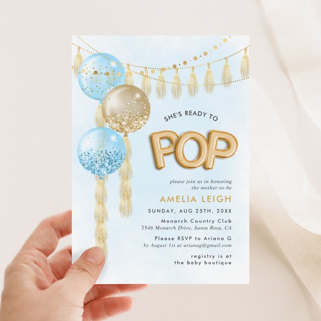 She's Ready to Pop Confetti Tassel Balloons Invitation (Creator Uploaded)