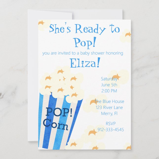 She's Ready To Pop Corn Invitation (Front)