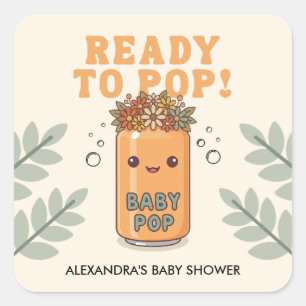 She's Ready to Pop Gender Neutral Boho Kawaii Square Sticker