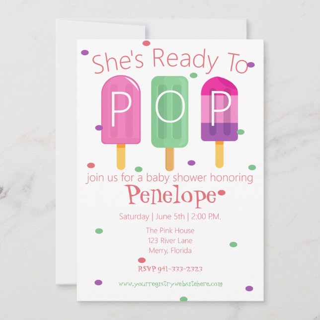 She's Ready to Pop Invitation (Front)