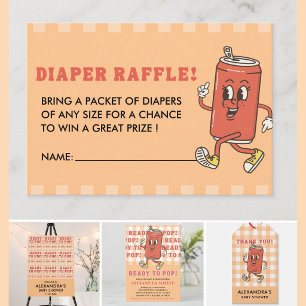 Shes Ready To Pop Orange Gingham Soda bottle Enclosure Card
