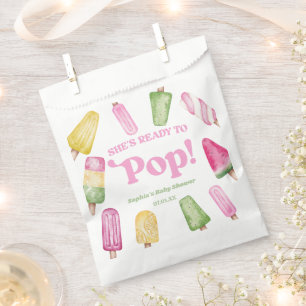 She's Ready To Pop Pink Popsicle Baby Shower Favour Bag