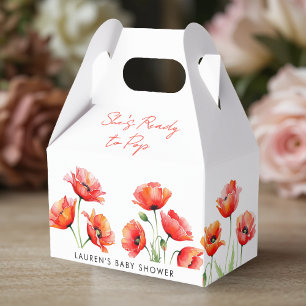 She's Ready To Pop Poppy Flower Spring Baby Shower Favor Box