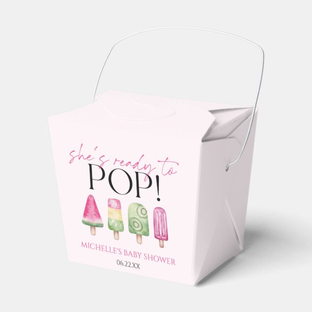 She's Ready To Pop! Popsicle Baby Shower Favor Box (Front Side)