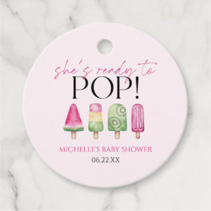 She's Ready To Pop! Popsicle Baby Shower Favour Tags