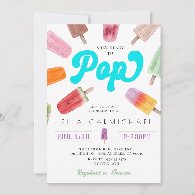 She's Ready to Pop Popsicle Baby Shower Invitation (Front)